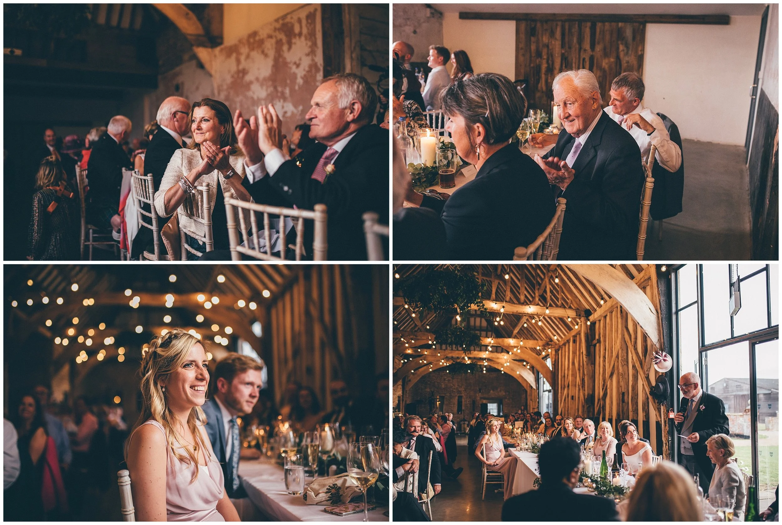 Wedding speeches at Henham Park wedding barns in Southwold.