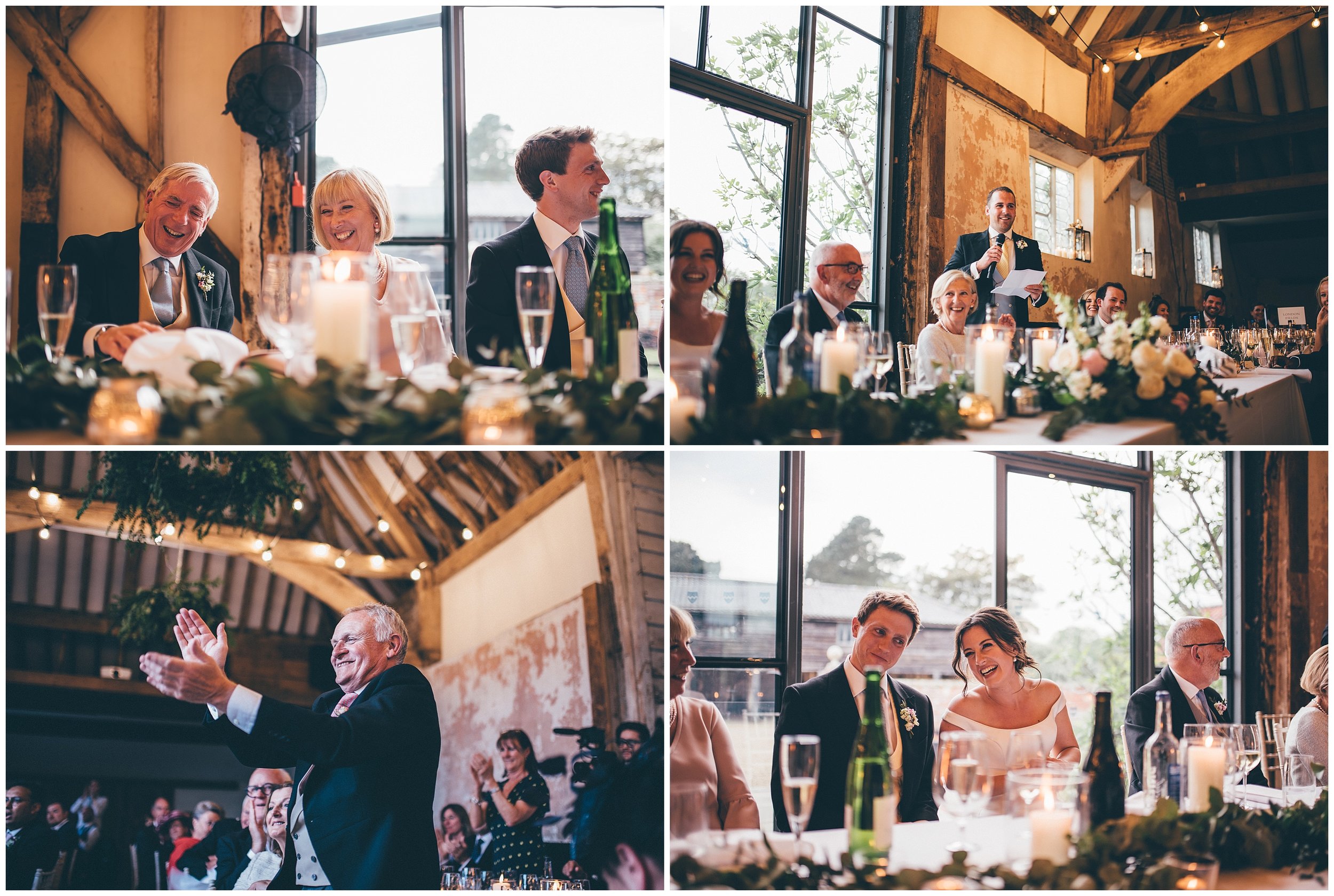 Wedding speeches at Henham Park wedding barns in Southwold.