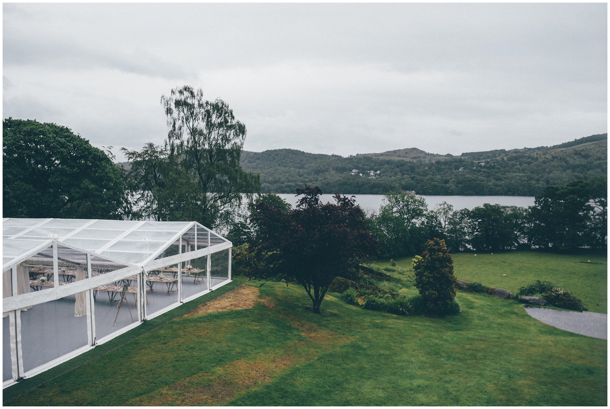 Wedding Marquee in the garden of Silverholme Manor in Lake District wedding.