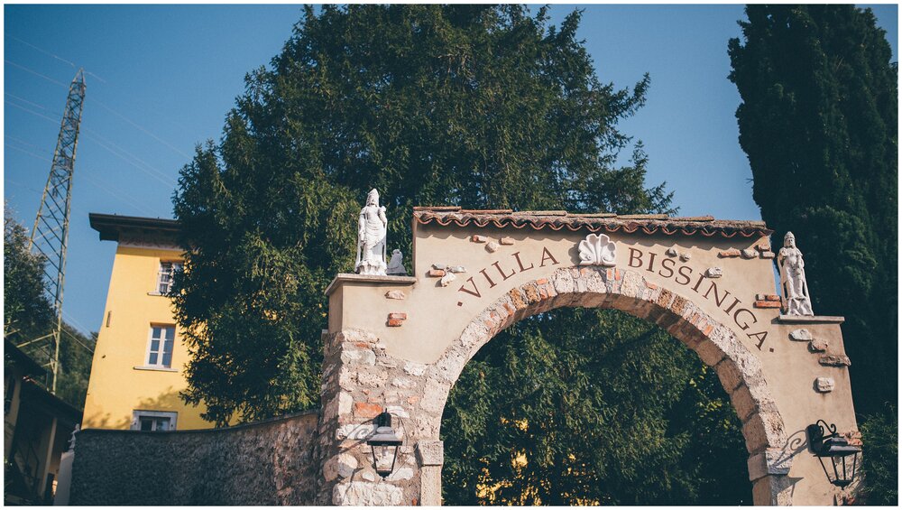 Entrance to Villa Bissiniga , Lake Garda wedding venue.