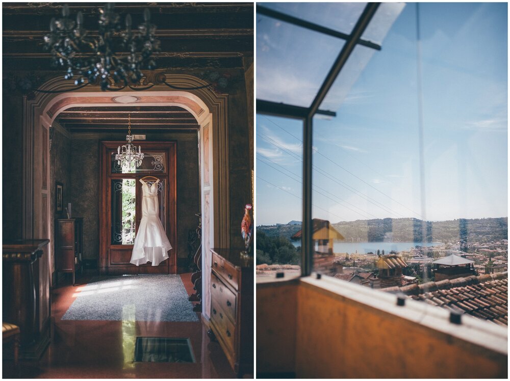 Essence of Australia dress hung up at the beautiful Agriturismo Villa Bissiniga, Lake Garda.