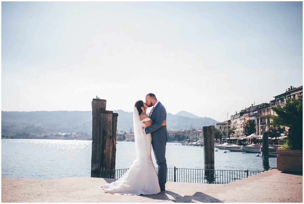 Salo town centre wedding photographs with Lake Garda in the background.