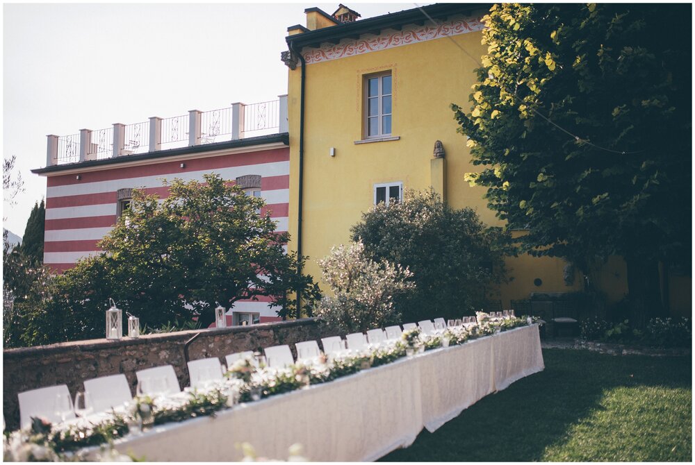 Table set up at Agriturismo Villa Bissiniga, Lake Garda wedding venue.