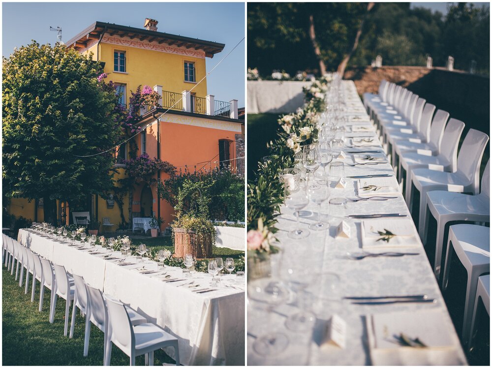 Stunning simple table design for wedding breakfast Agriturismo Villa Bissiniga, Lake Garda wedding venue.