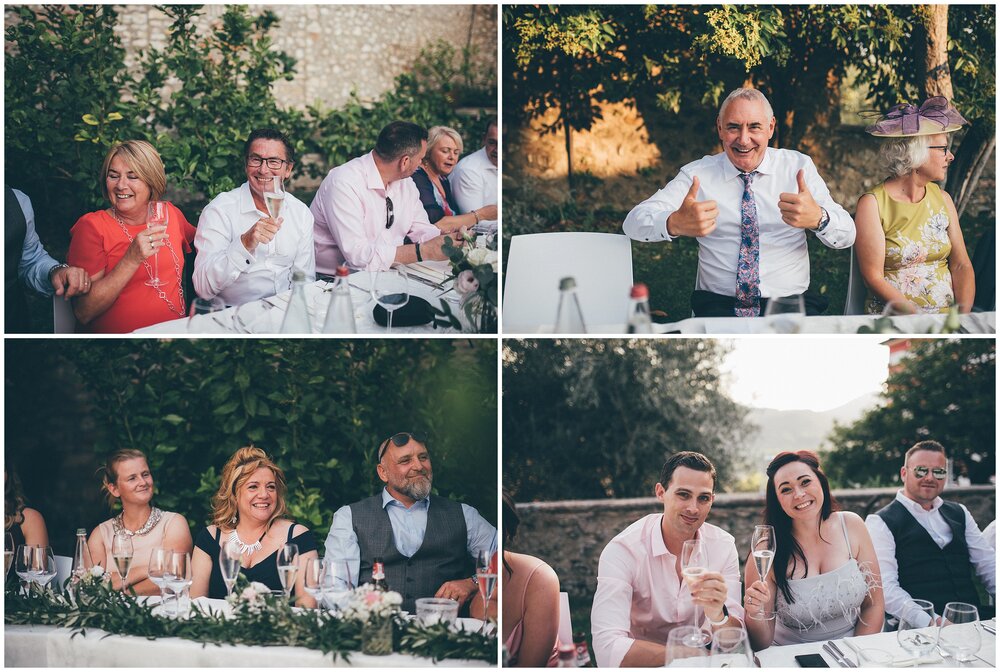 Wedding speeches at Agriturismo Villa Bissiniga, Lake Garda wedding venue.