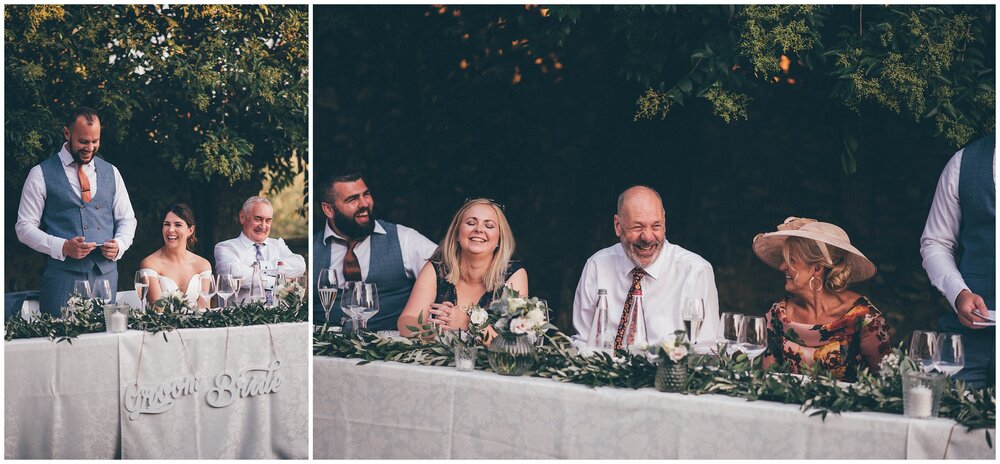 Wedding speeches at Agriturismo Villa Bissiniga, Lake Garda wedding venue.