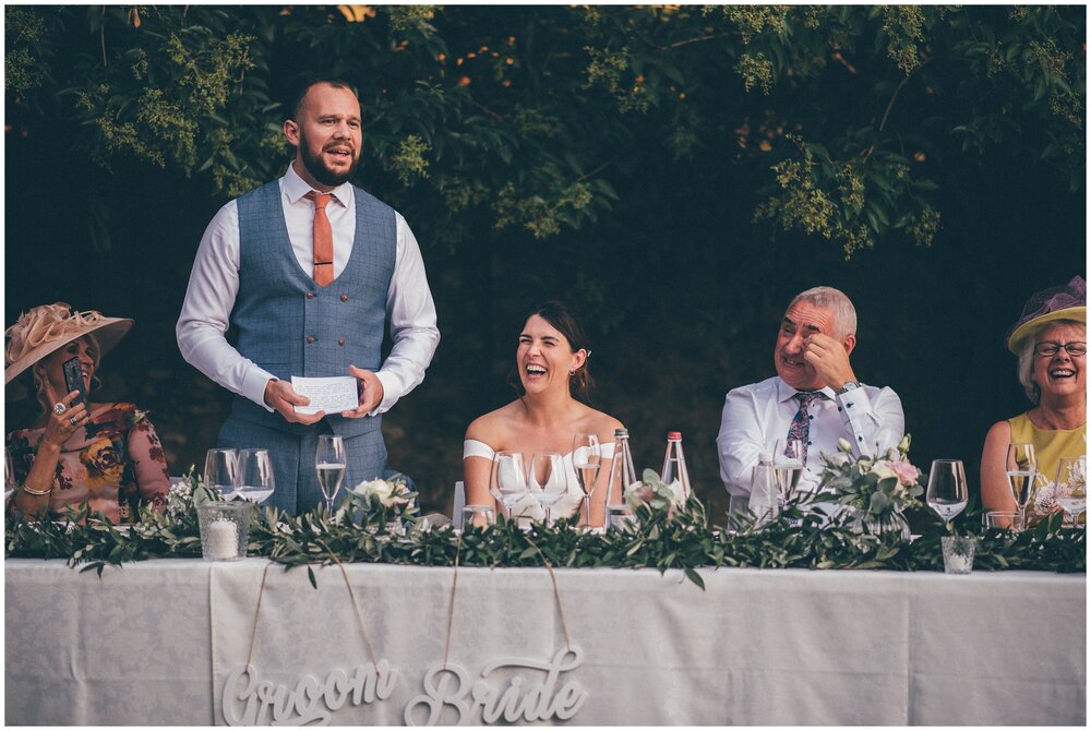 Wedding speeches at Agriturismo Villa Bissiniga, Lake Garda wedding venue.