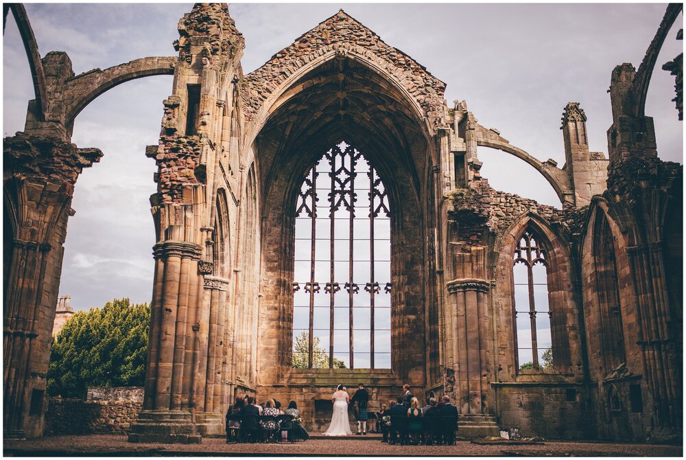 Stunning intimate wedding at Melrose Abbey in Scotland.