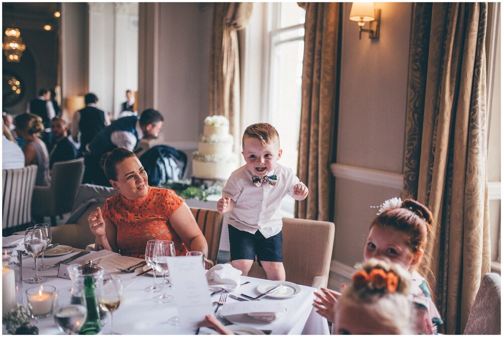 Cute little wedding guest dancing at The Belsfield in the Lake District.