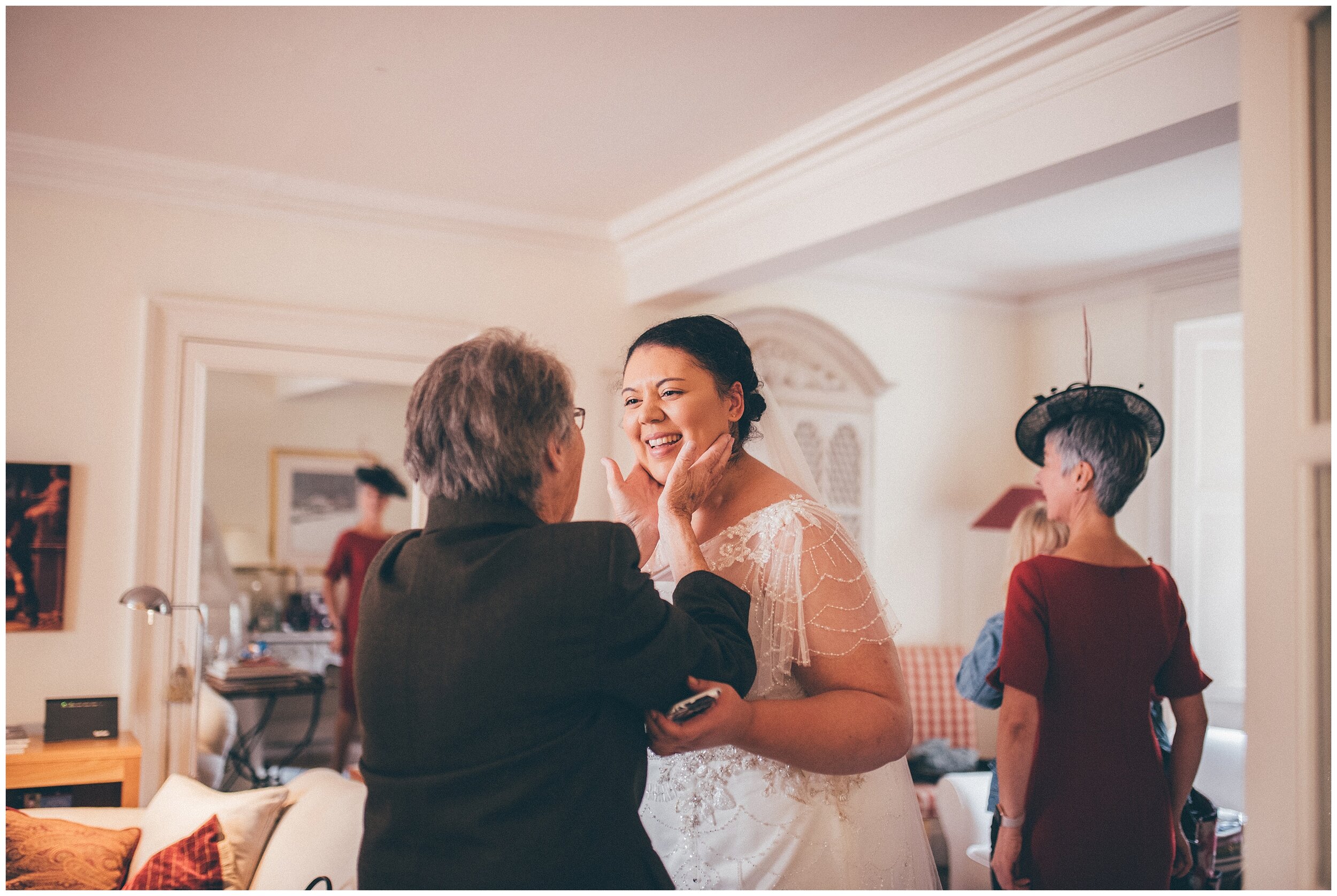 Grandma sees the bride for the first time before the Melrose Abbey wedding at the Scottish Borders.