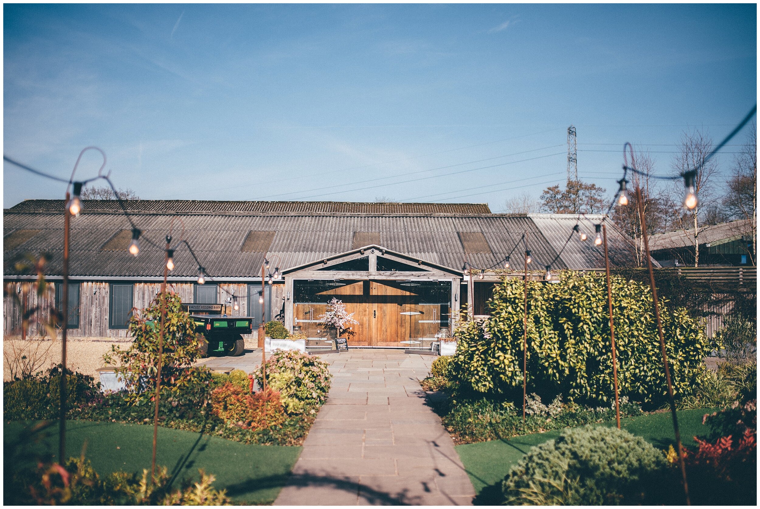 The entrance of Owen House Wedding Barn in Cheshire.