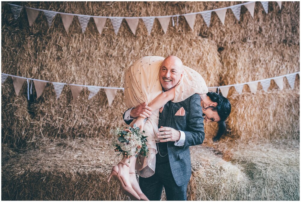 Funny photography off bridesmaid at Owen House wedding Barn.