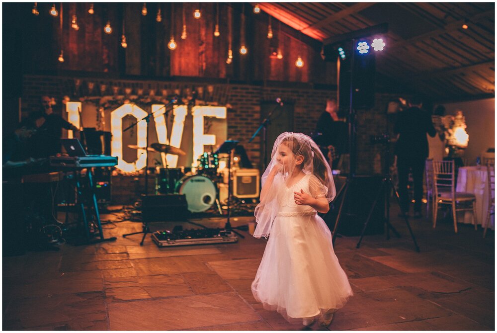 Wedding party at Owen House wedding Barn in Mobberly, Cheshire.