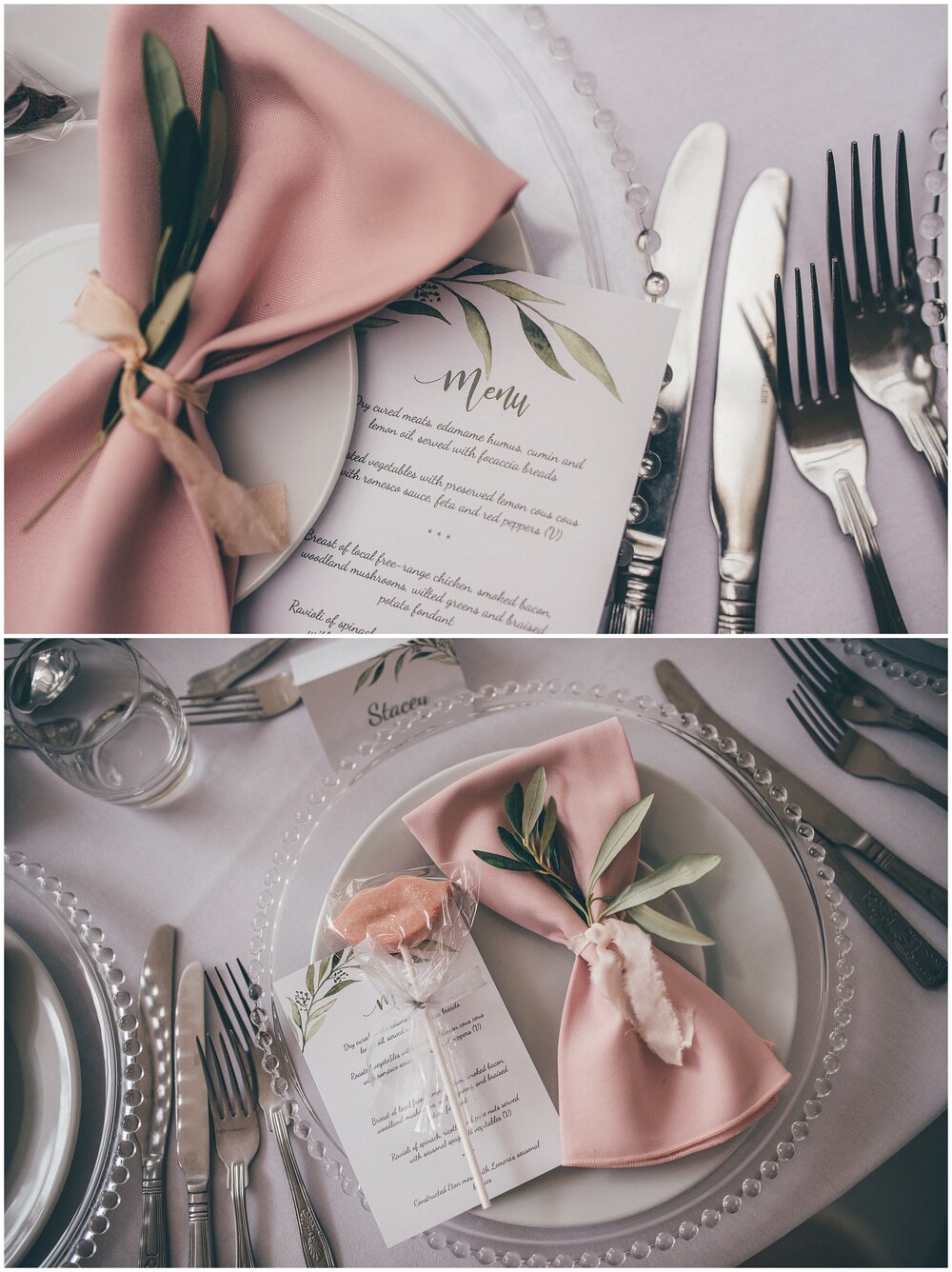 Beautiful pastel wedding breakfast theme at Lemore Manor. Wedding sationary by Courture events and optimal print.