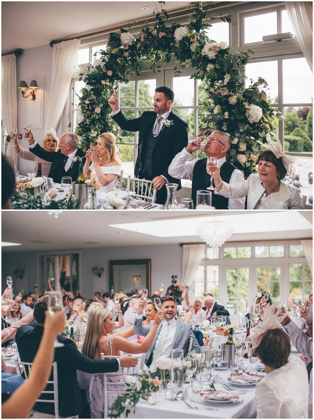 Wedding speeches take place in the Beautiful bright and airy wedding breakfast room at Lemore Manor.