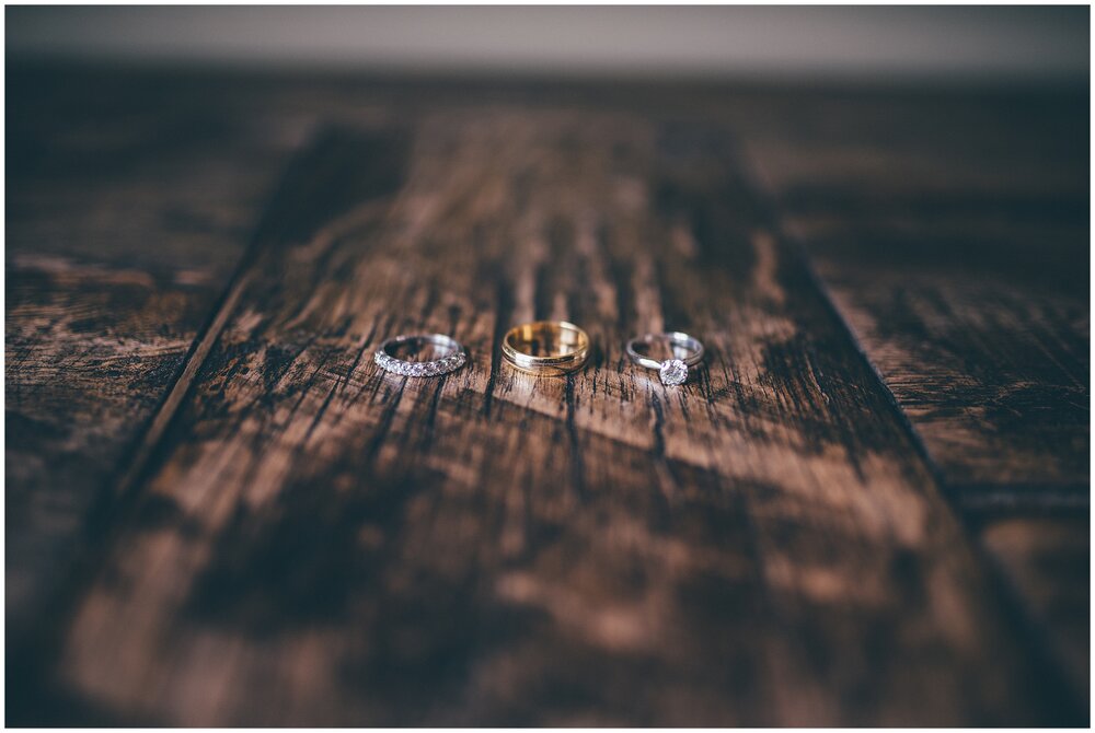 The bride and grooms wedding bands before the ceremony.