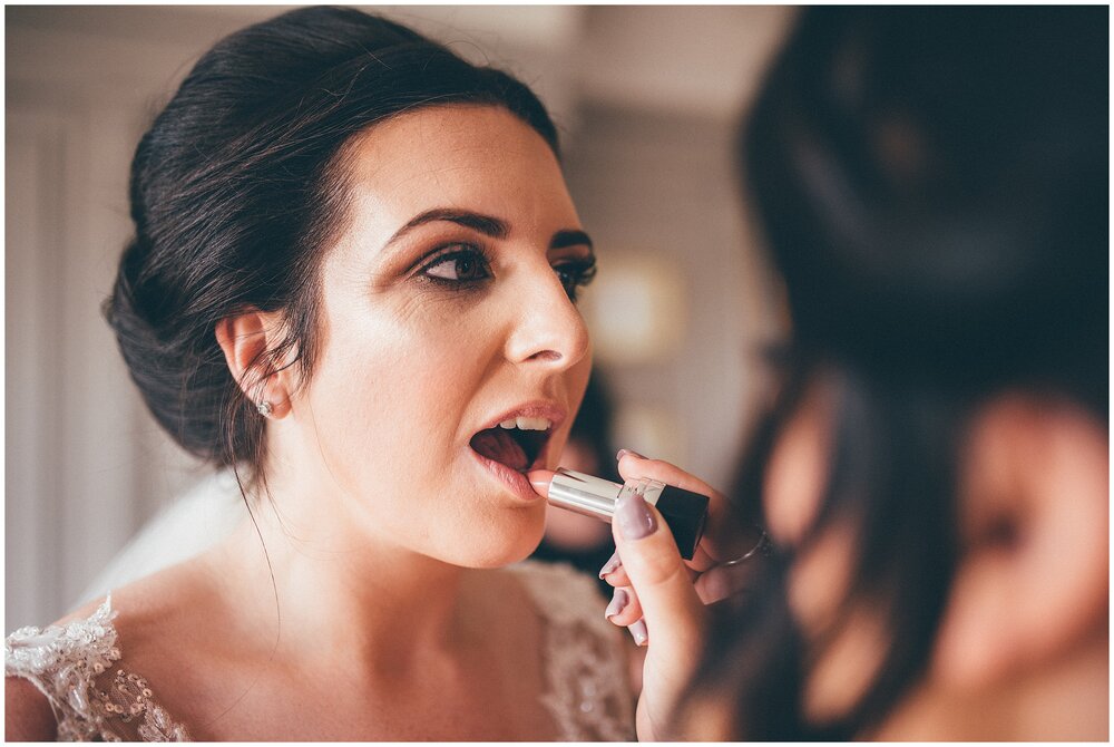 Bride wears Mac lipstick