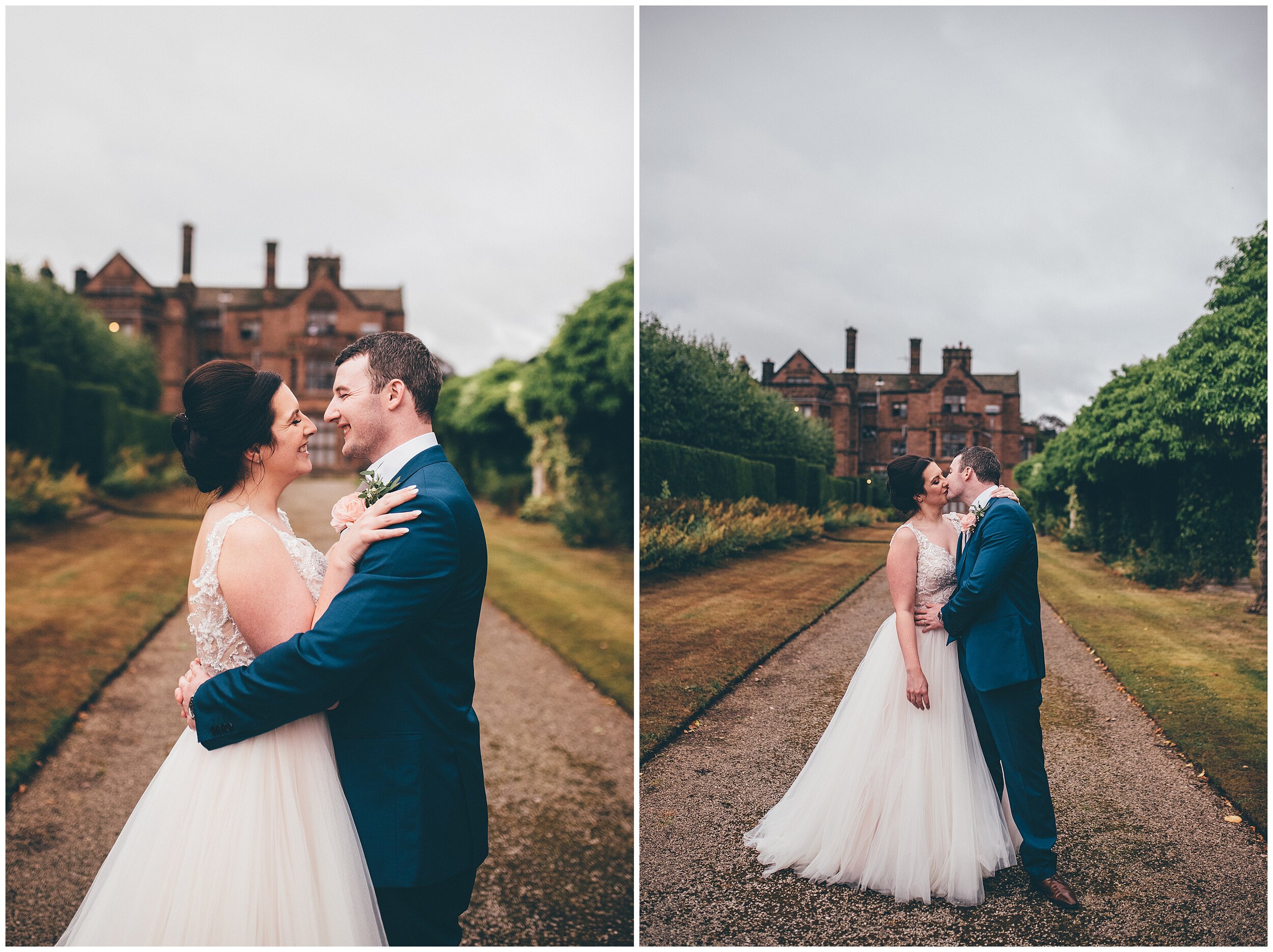 Bride and groom candid photographs at Thornton Manor.