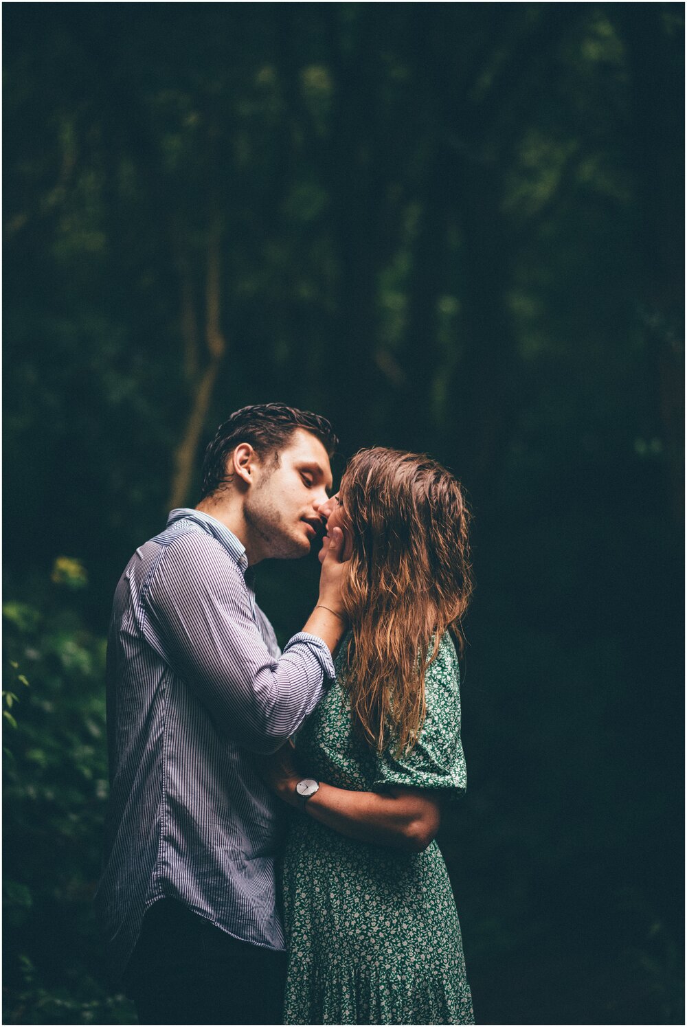 Stunning rainstorm photo shoot in beautifully lit woodland photo shoot.