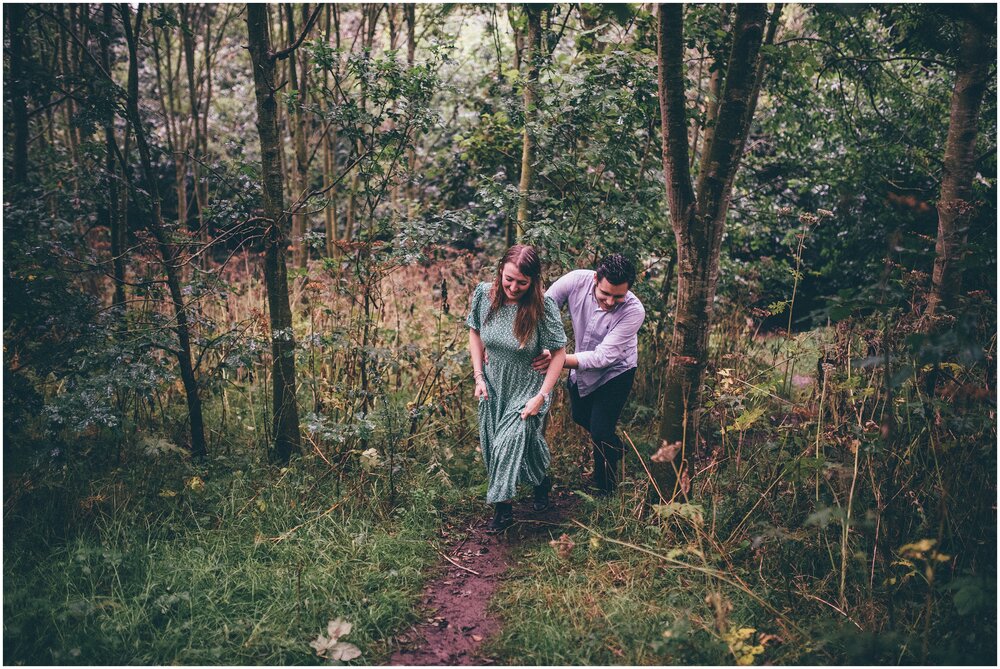 Couple explore forest in Frodsham.
