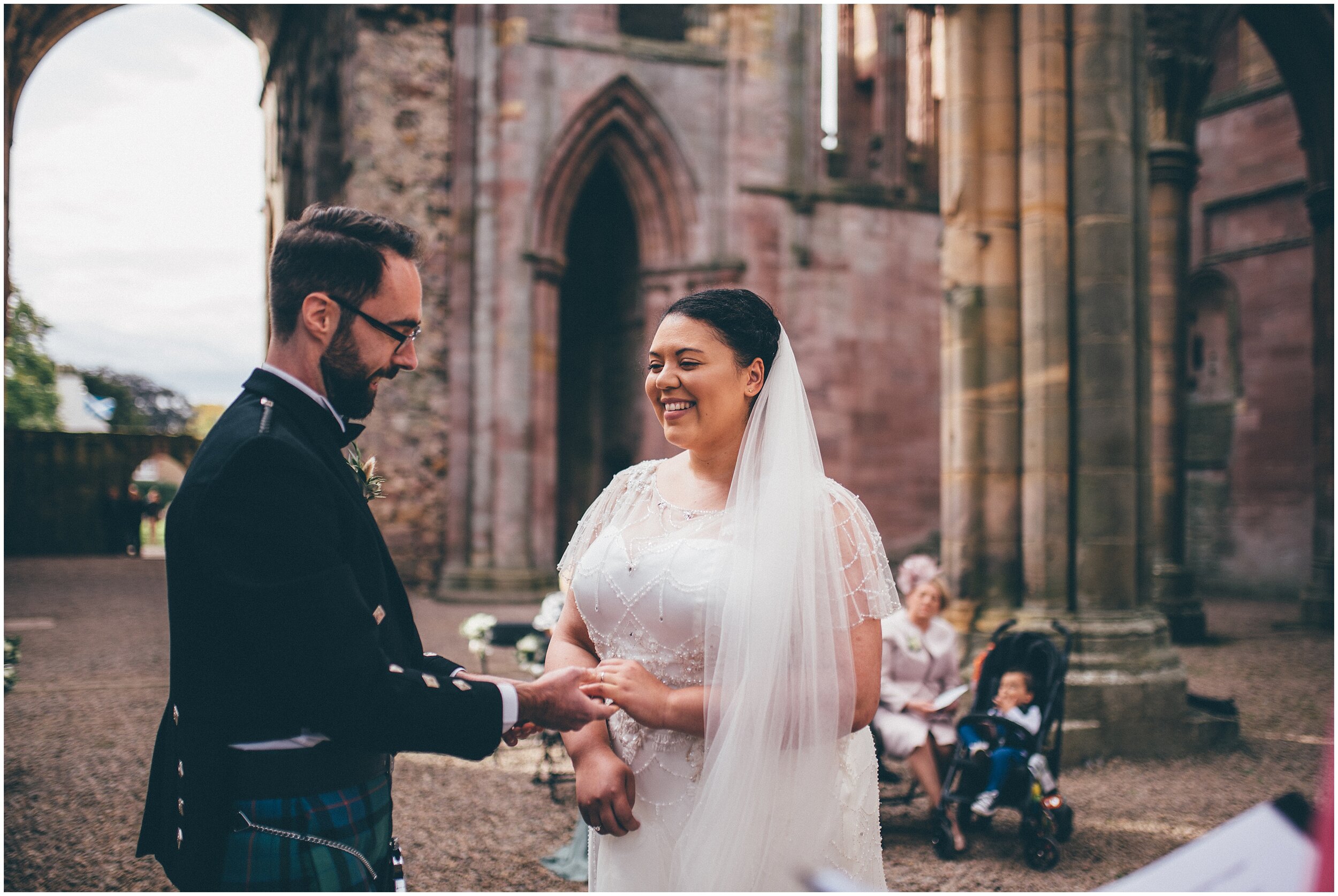 Wedding at Melrose Abbey on Scottish Borders.
