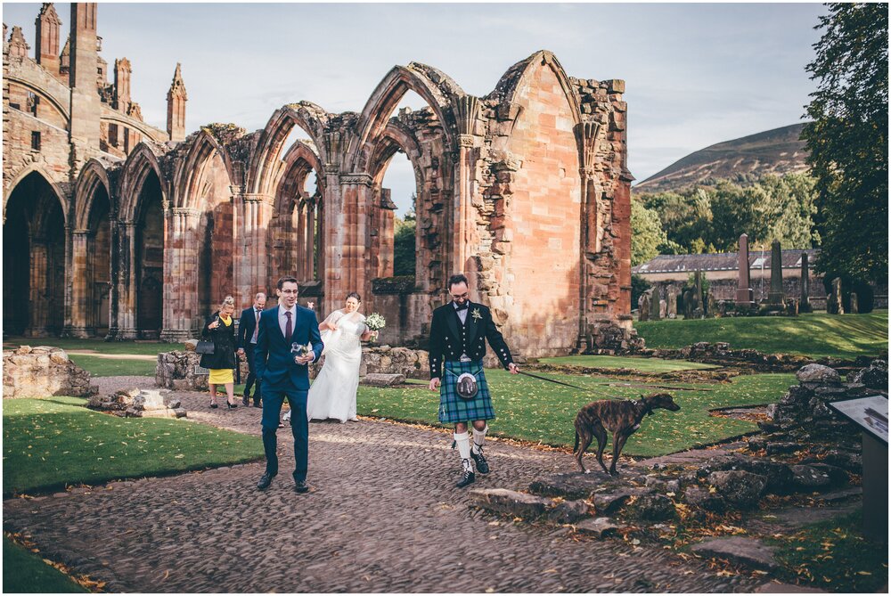 Wedding in Melrose Abbey on Scottish Borders.