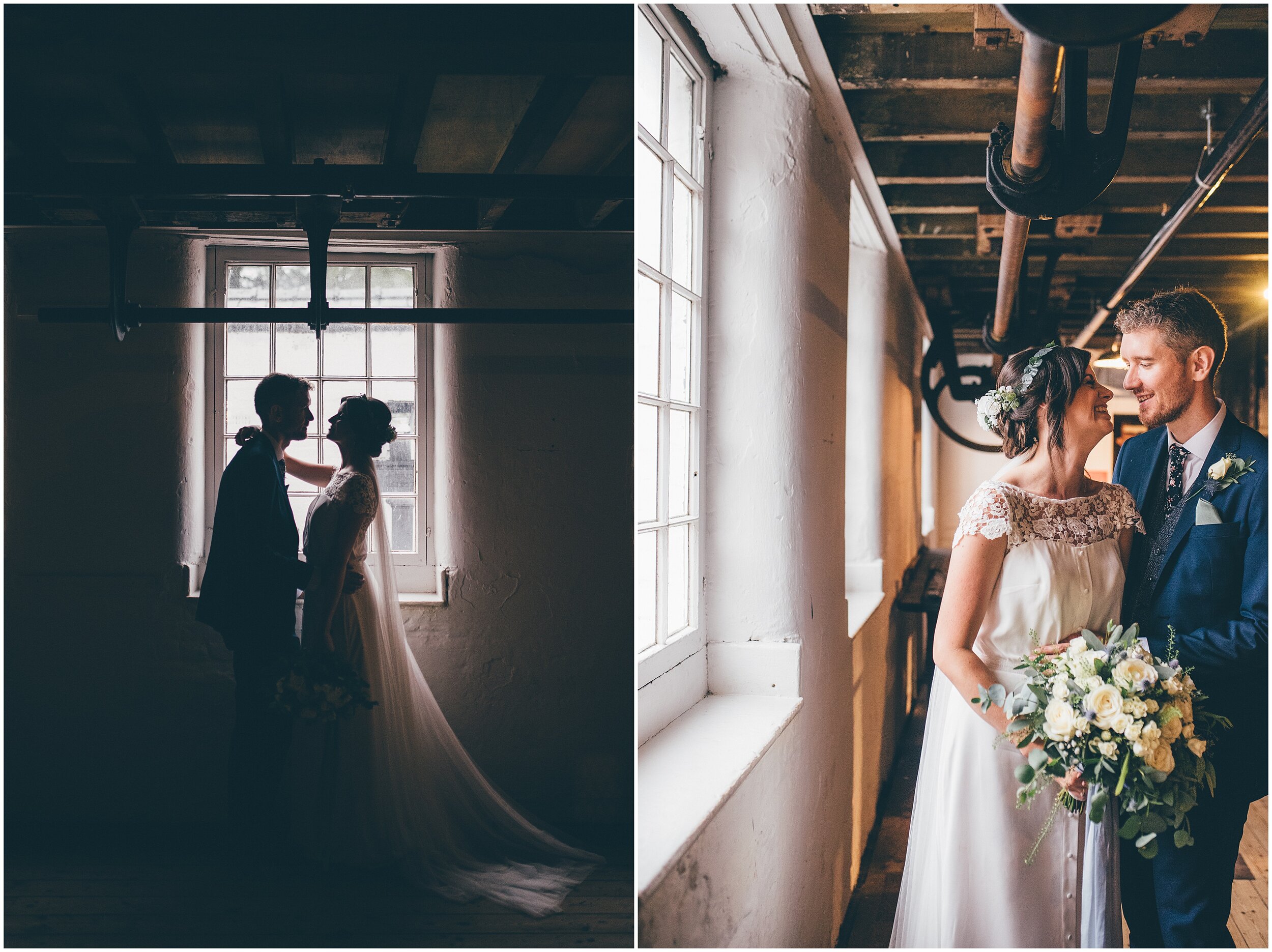 Couple shots Wedding ceremony at Quarry Bank Mill wedding in Cheshire near to Manchester.