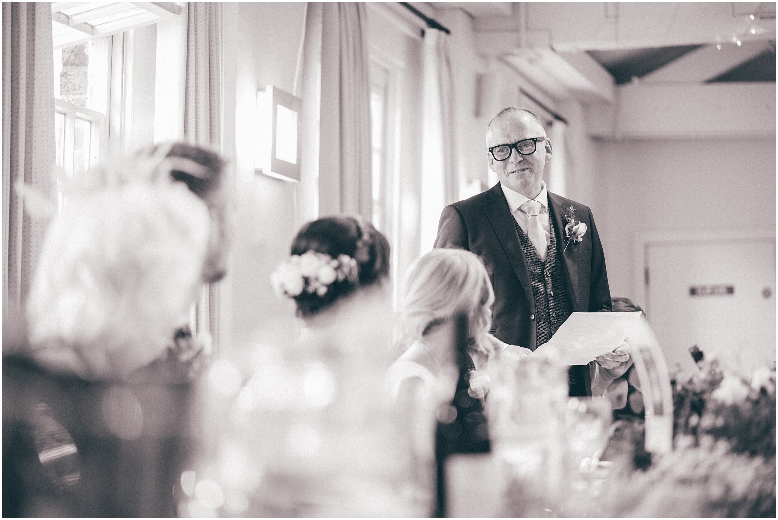 Father of the bride speech at Quarry Bank Mill wedding in Cheshire near to Manchester.