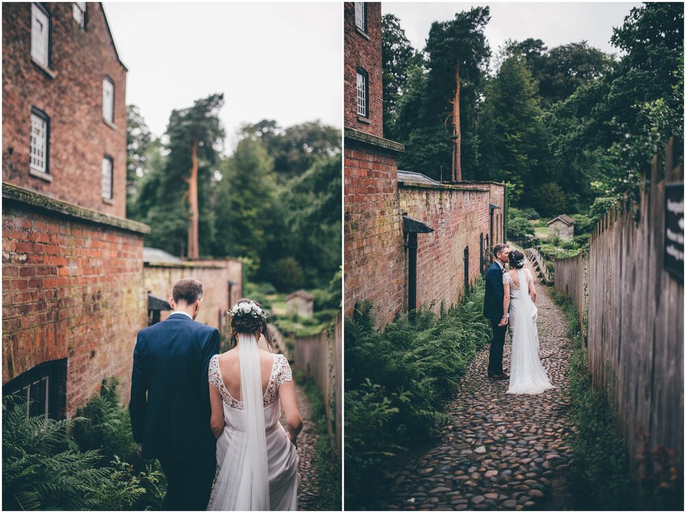 New husband and wife at Quarry Bank Mill wedding in Cheshire near to Manchester.
