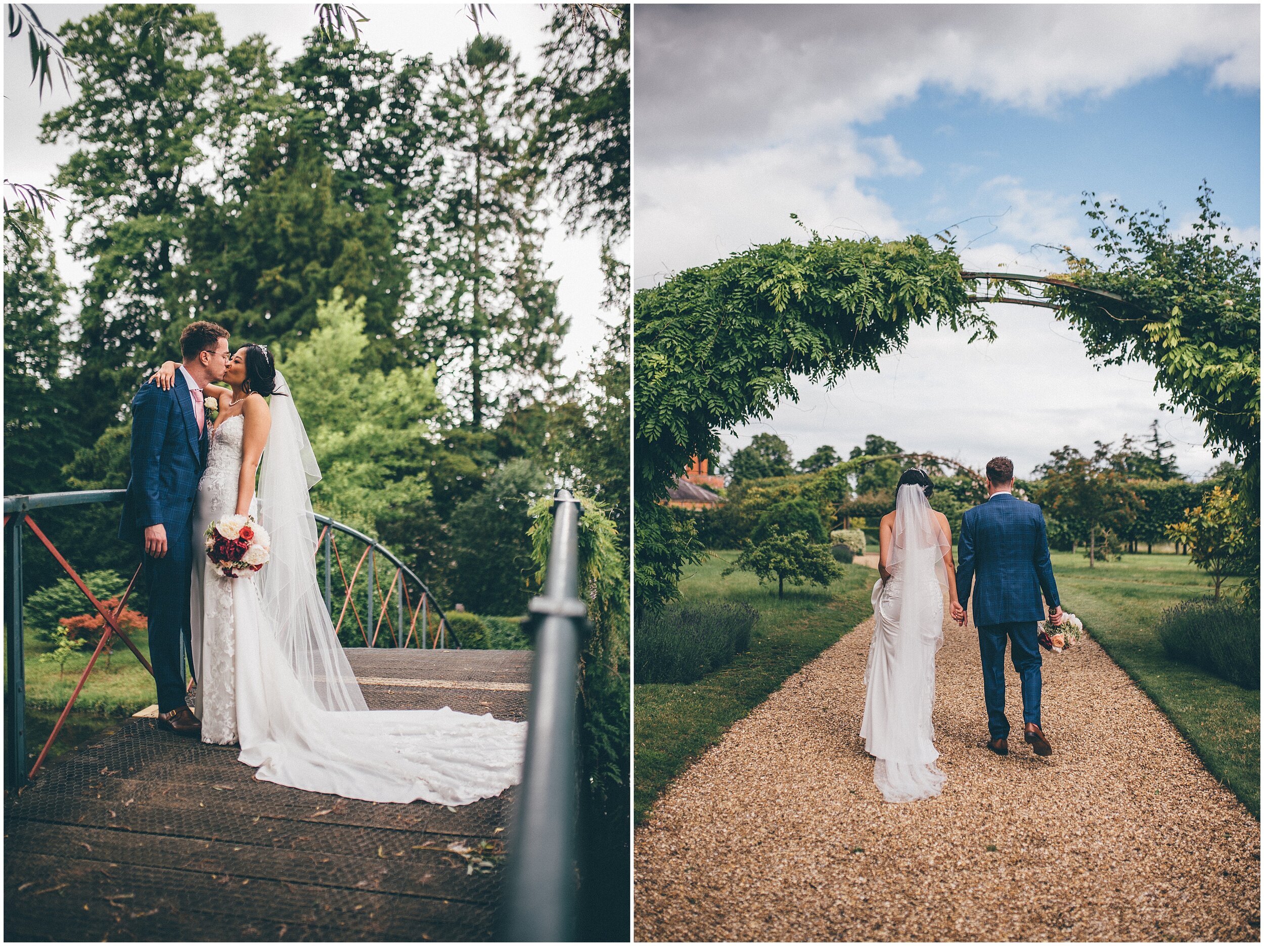 Bride and groom have romantic photographs taken by Cheshire wedding photographer.