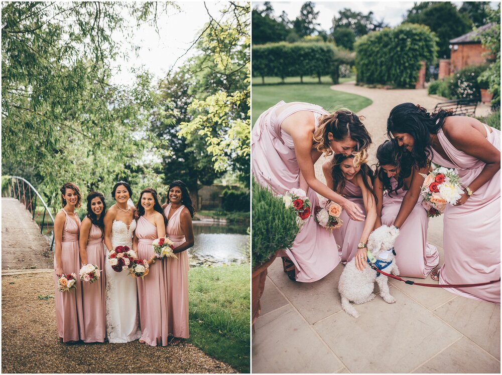 Bridesmaids in their pretty pink multiway dresses.