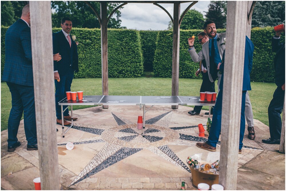 Beer pong at a wedding.