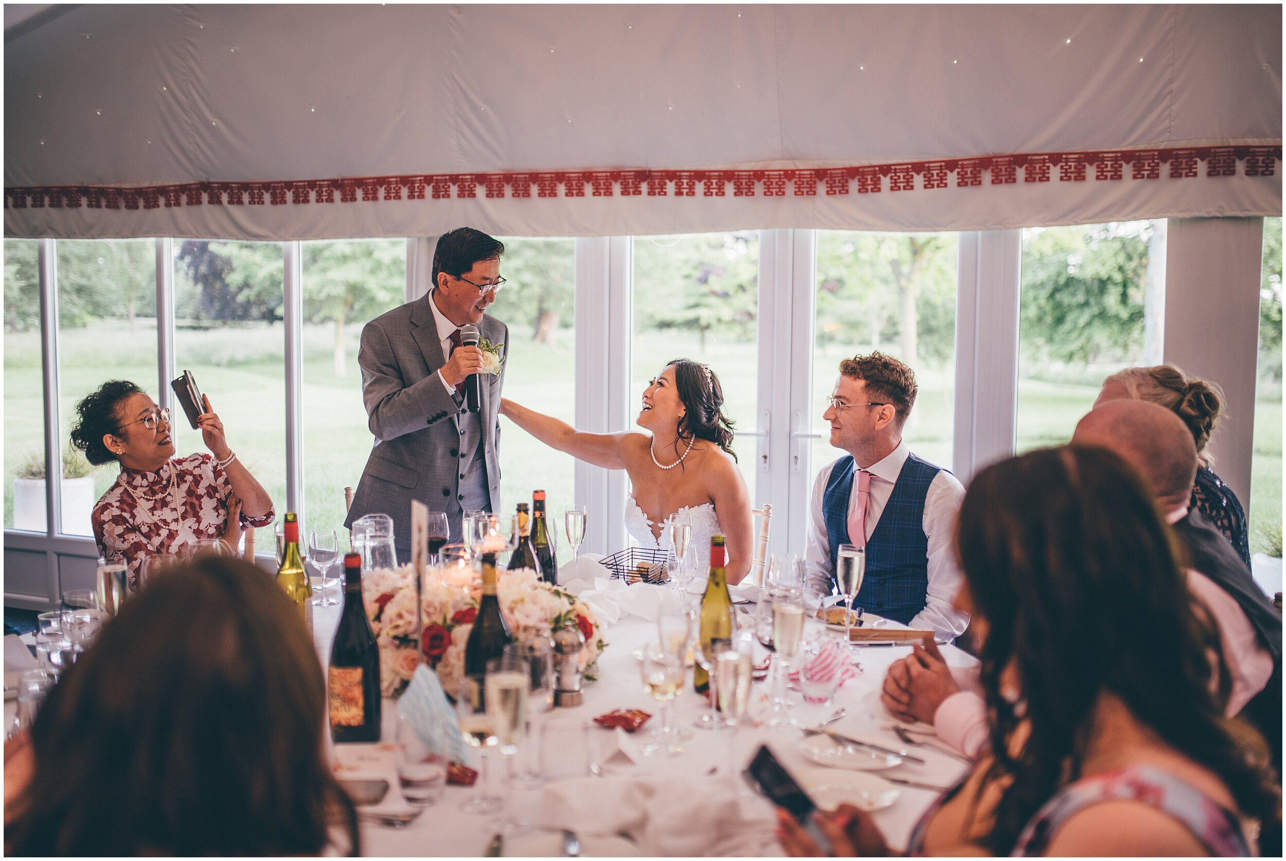 Father of the bride does his wedding speech at Cheshire wedding venue.