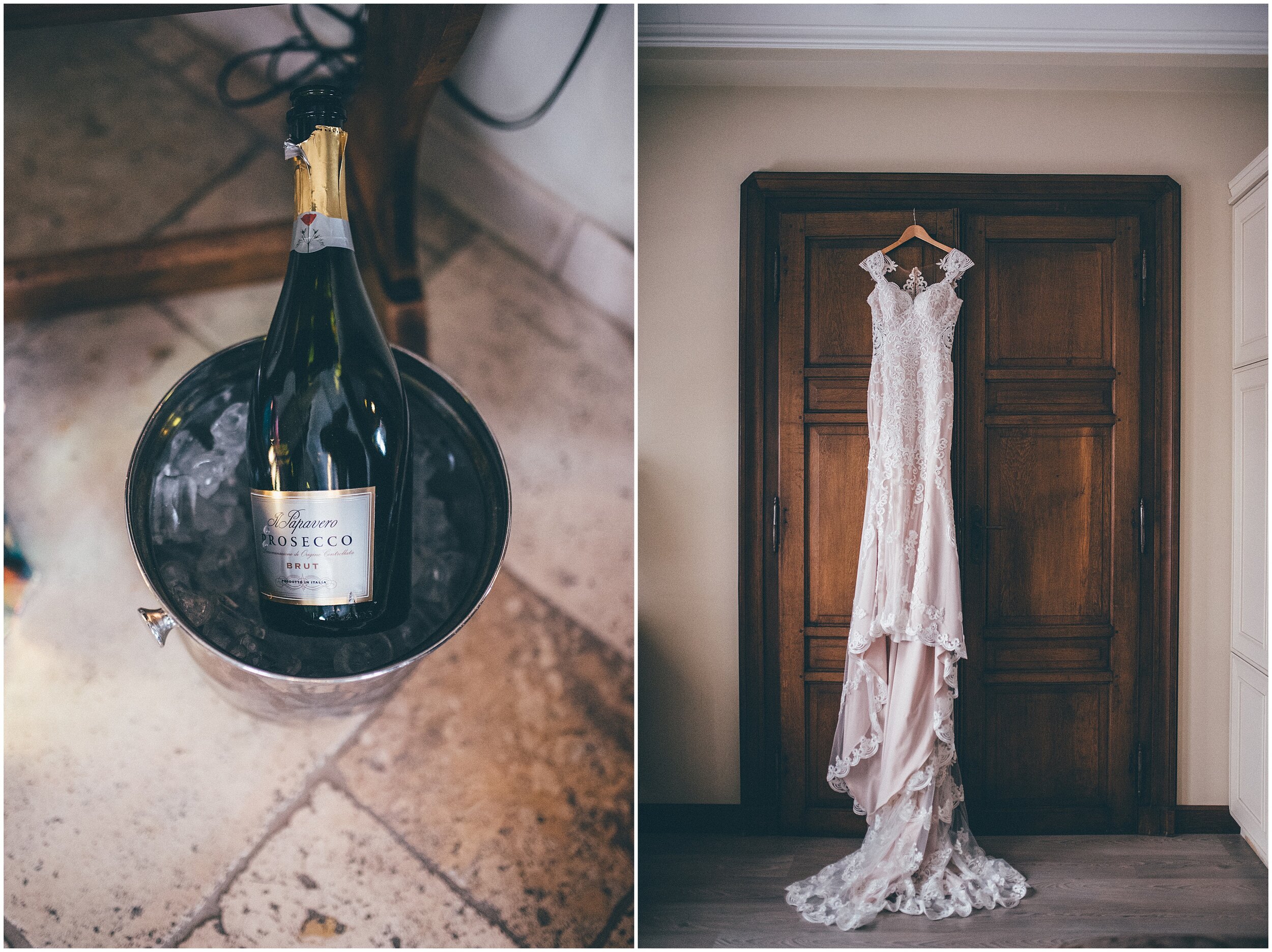 Essence of Australia wedding dress in snowy castle in Luxembourg.