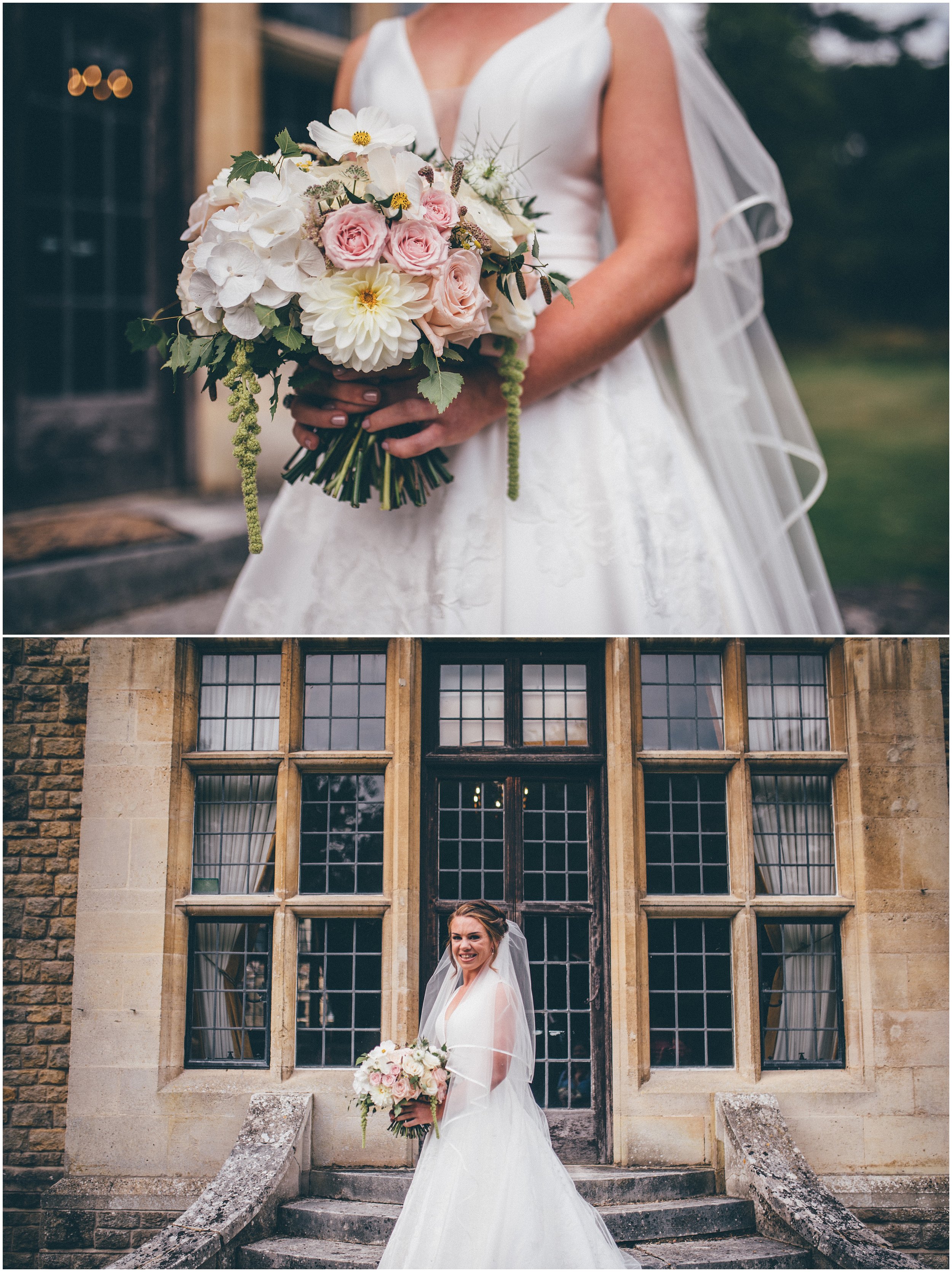 Beautiful bride stands for wedding photographs before her wedding.