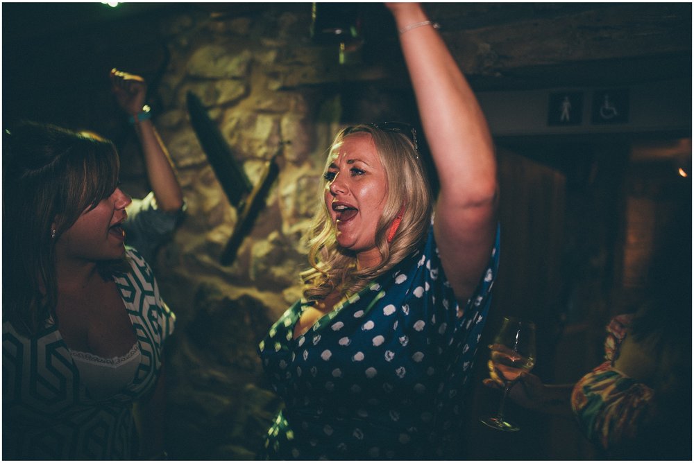 Wedding guests celebrate dancing at Tower Hill Barns in North Wales