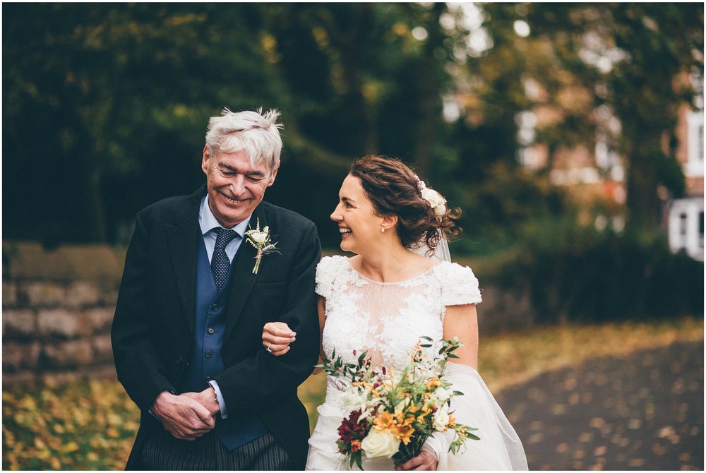 Bride and her dad at Cheshire wedding