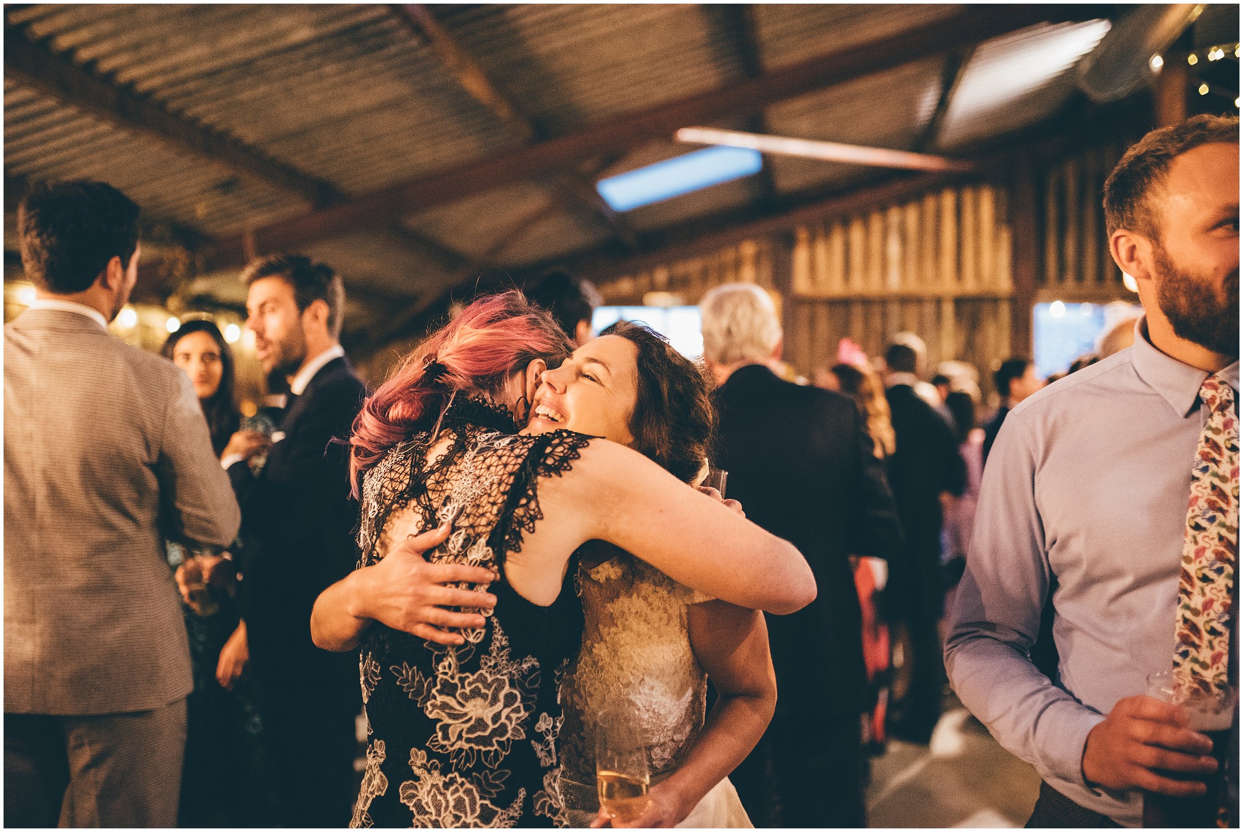 Wedding guests at Grange Barn in Cheshire