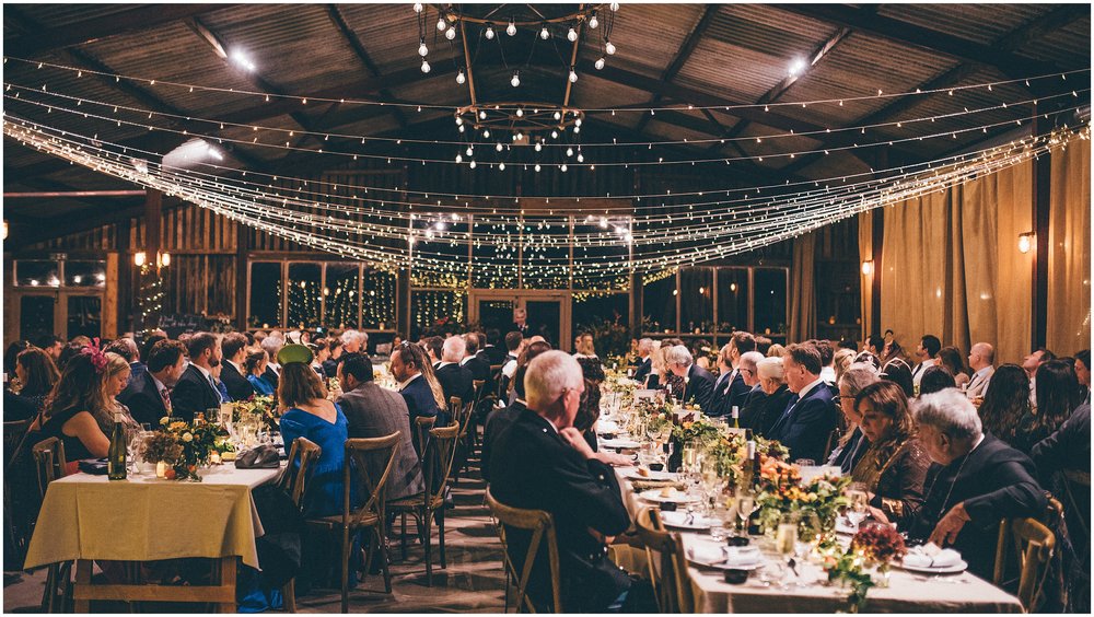 Guests sat down for the meal at Grange Barn in Cheshire
