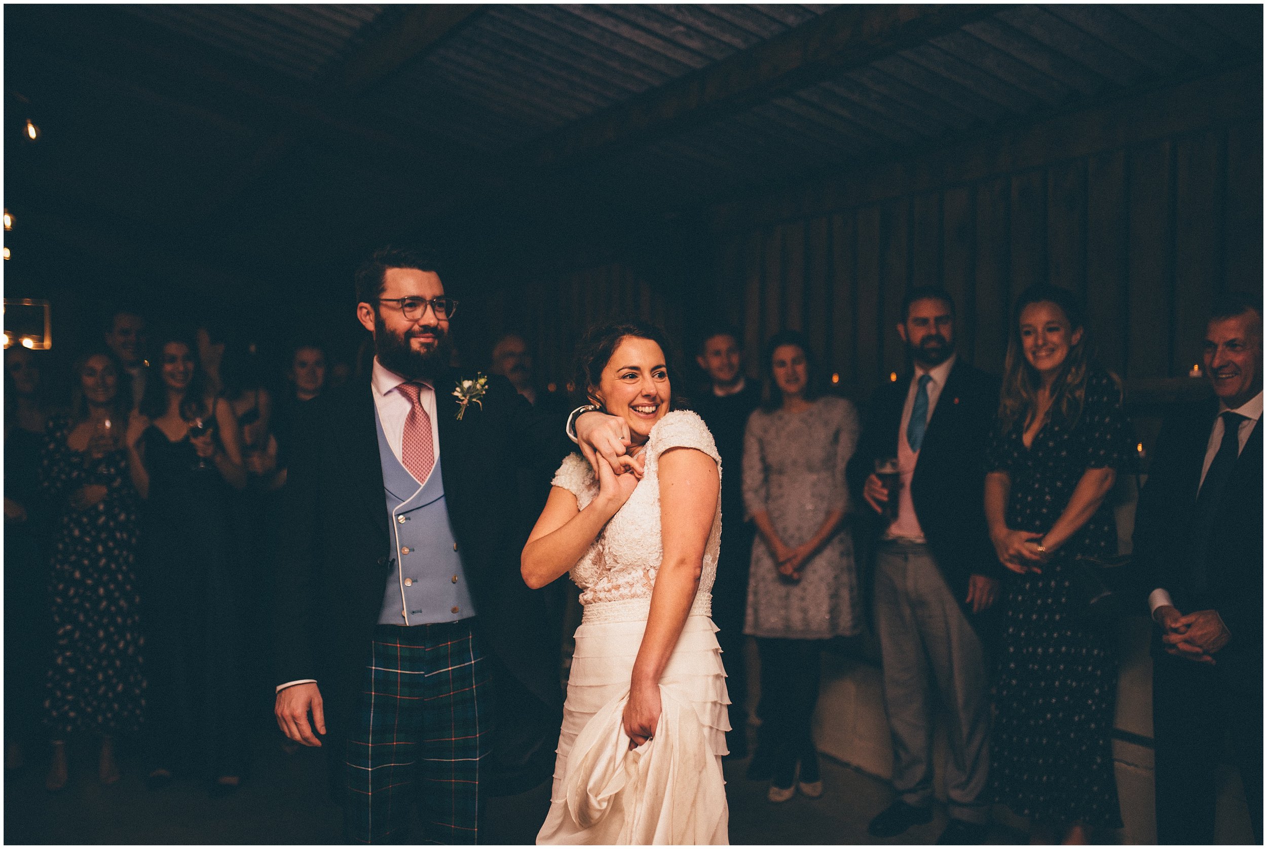 Newlyweds have their First Dance at Grange Barn wedding in Cheshire