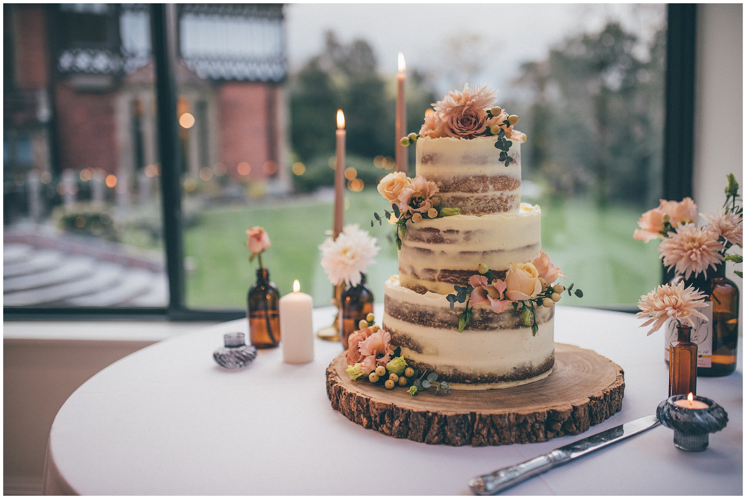 Naked wedding cake at Tyn Dwr Hall