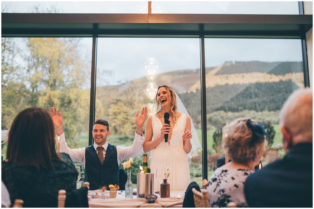 Bride does a speech at her Tyn Dwr Hall wedding