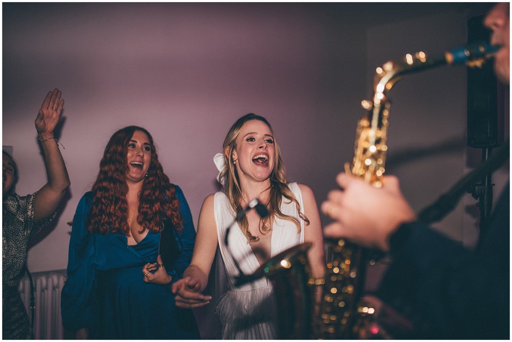 Bride enjoys Saxophonist at her Tyn Dwr Hall wedding