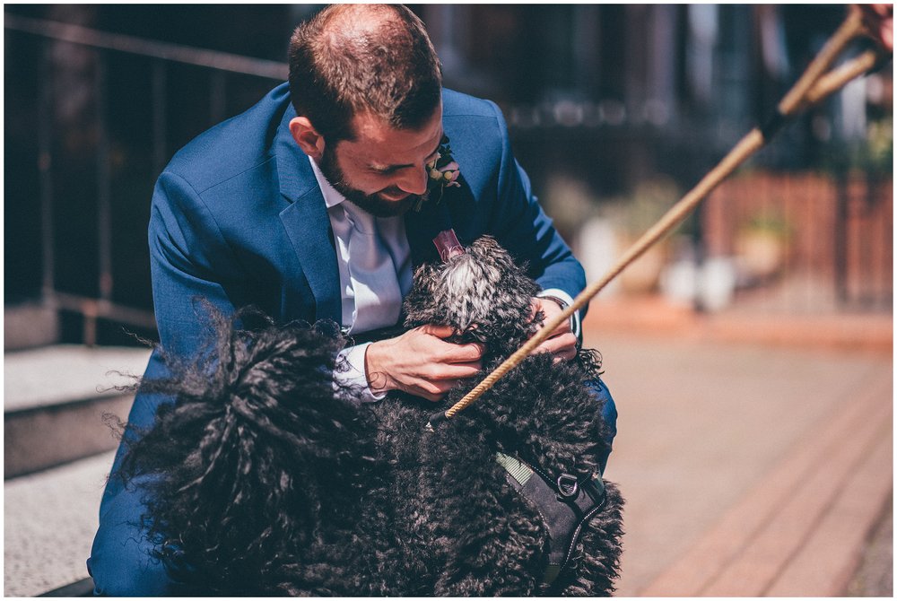 Groom's dog tries to lick his face at Manchester wedding
