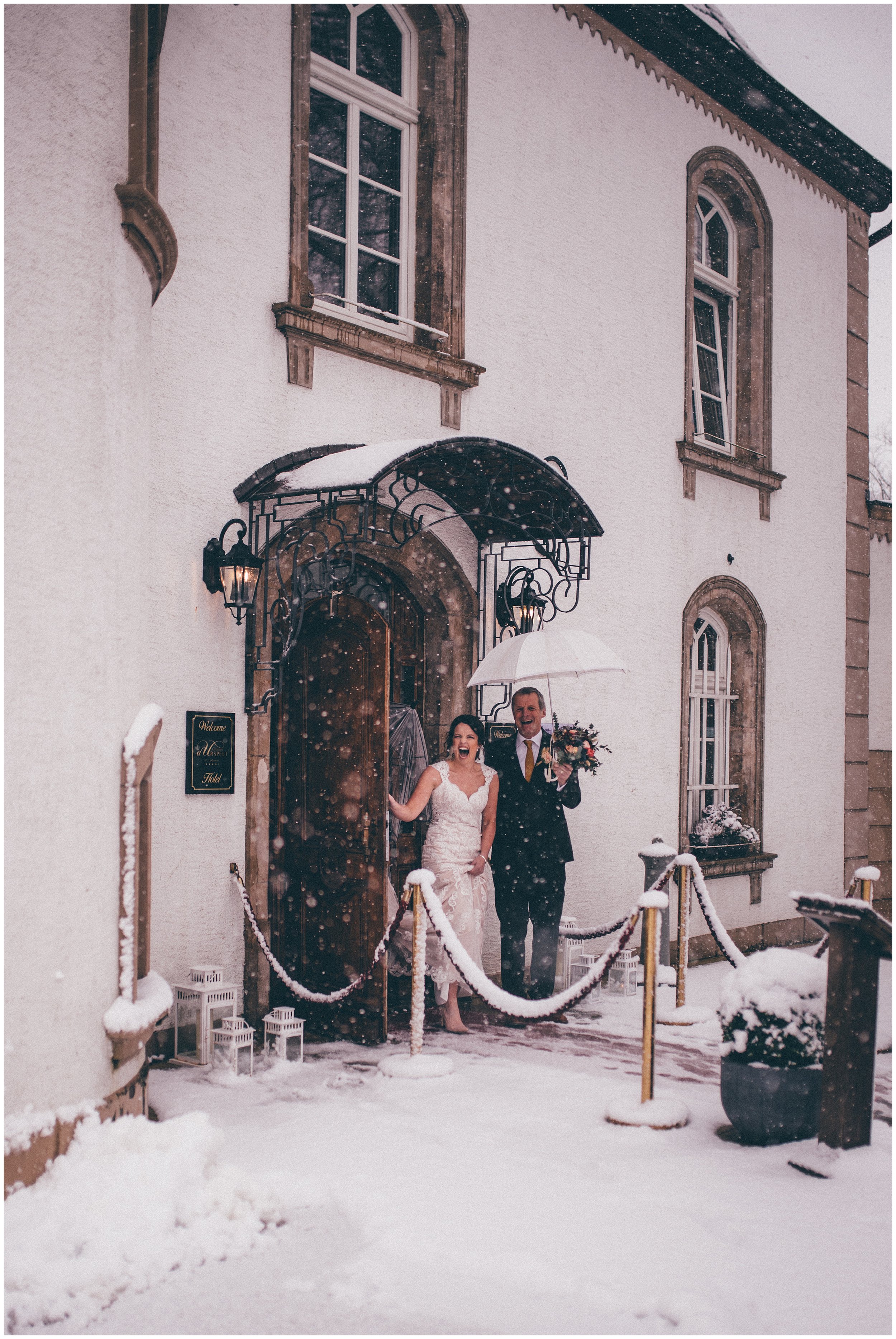 Bride sees all the snow on her wedding morning as she prepares to walk down the aisle