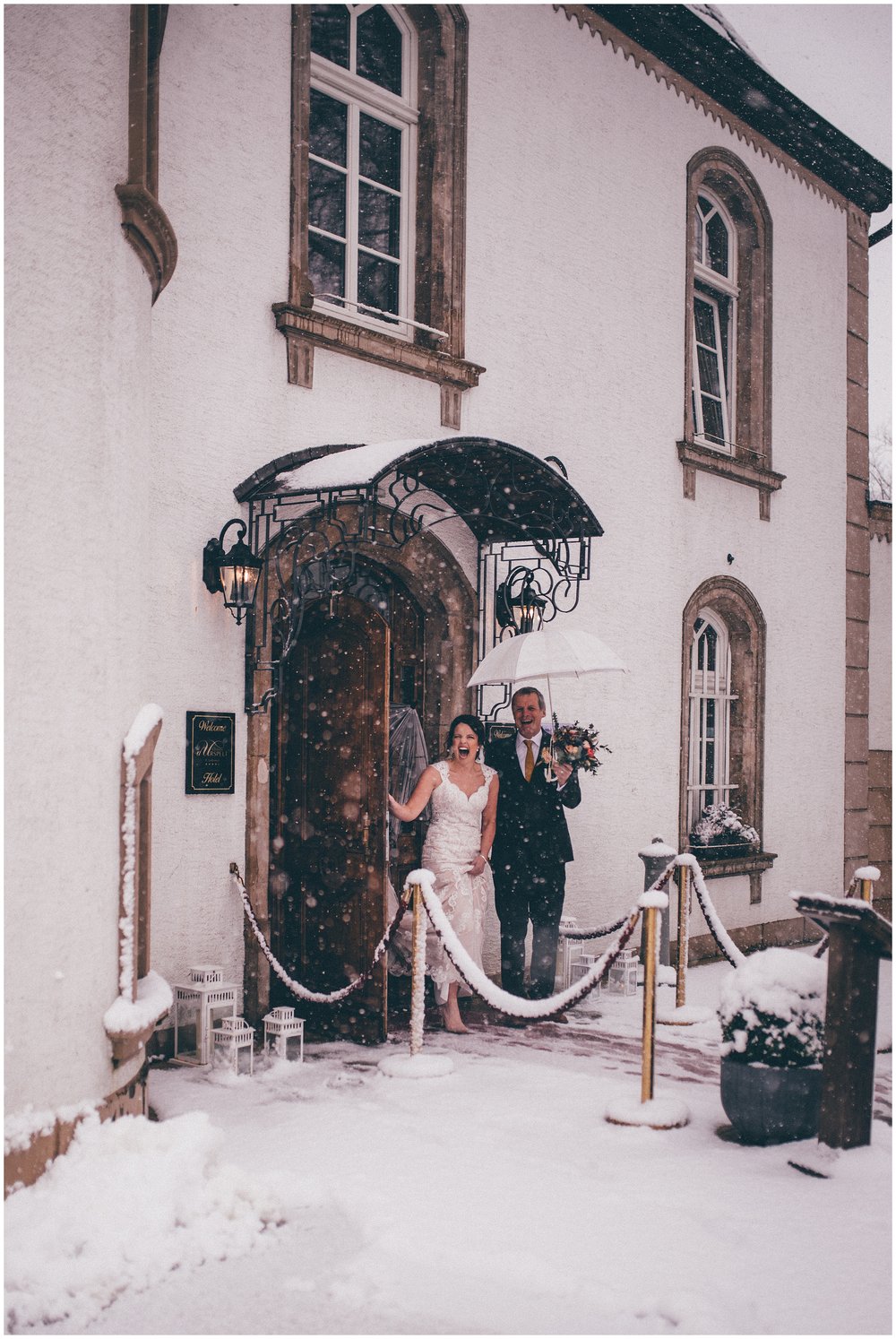 Bride sees all the snow on her wedding morning as she prepares to walk down the aisle