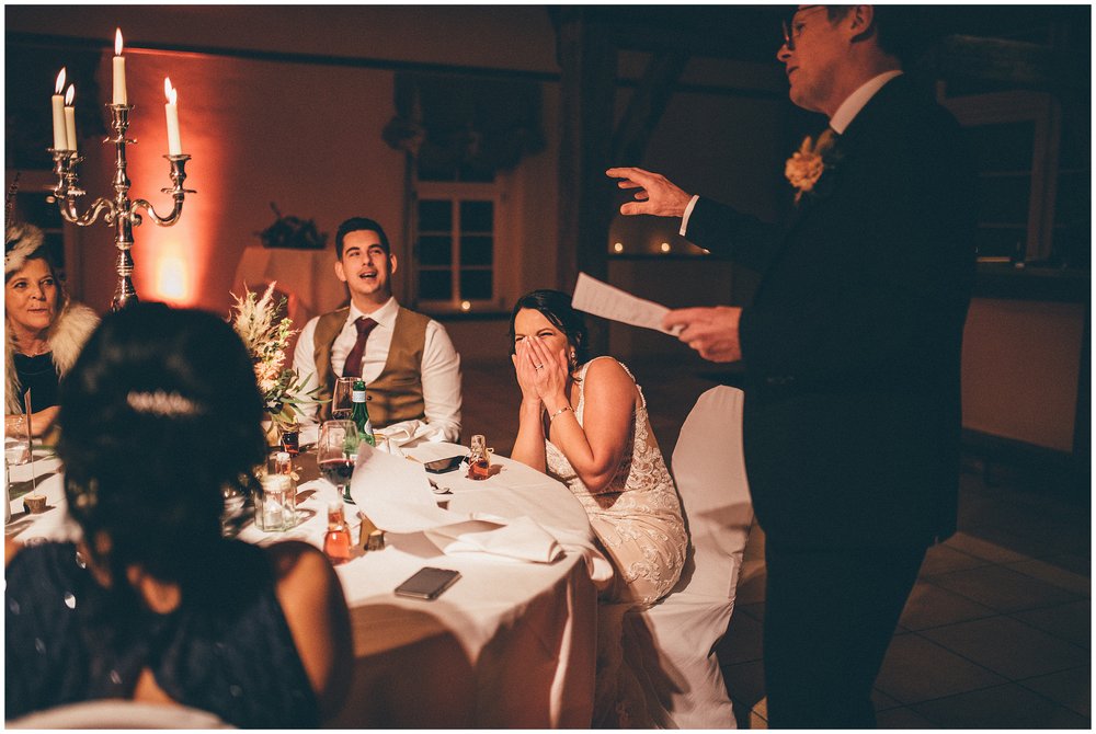 Bride gets embarrassed as her dad does his speech at Luxembourg wedding