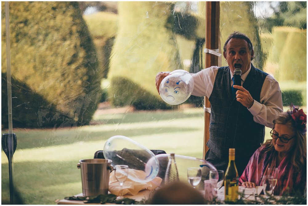 Bride's dad makes jokes during his speech at Bodryhddan Hall in North Wales