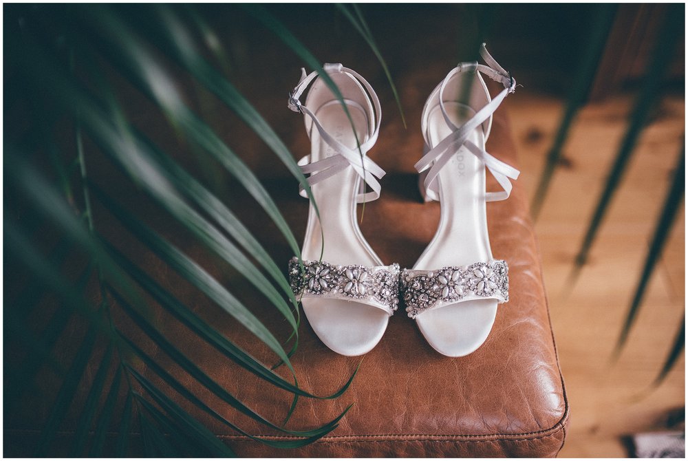 Beautiful crystal wedding shoes