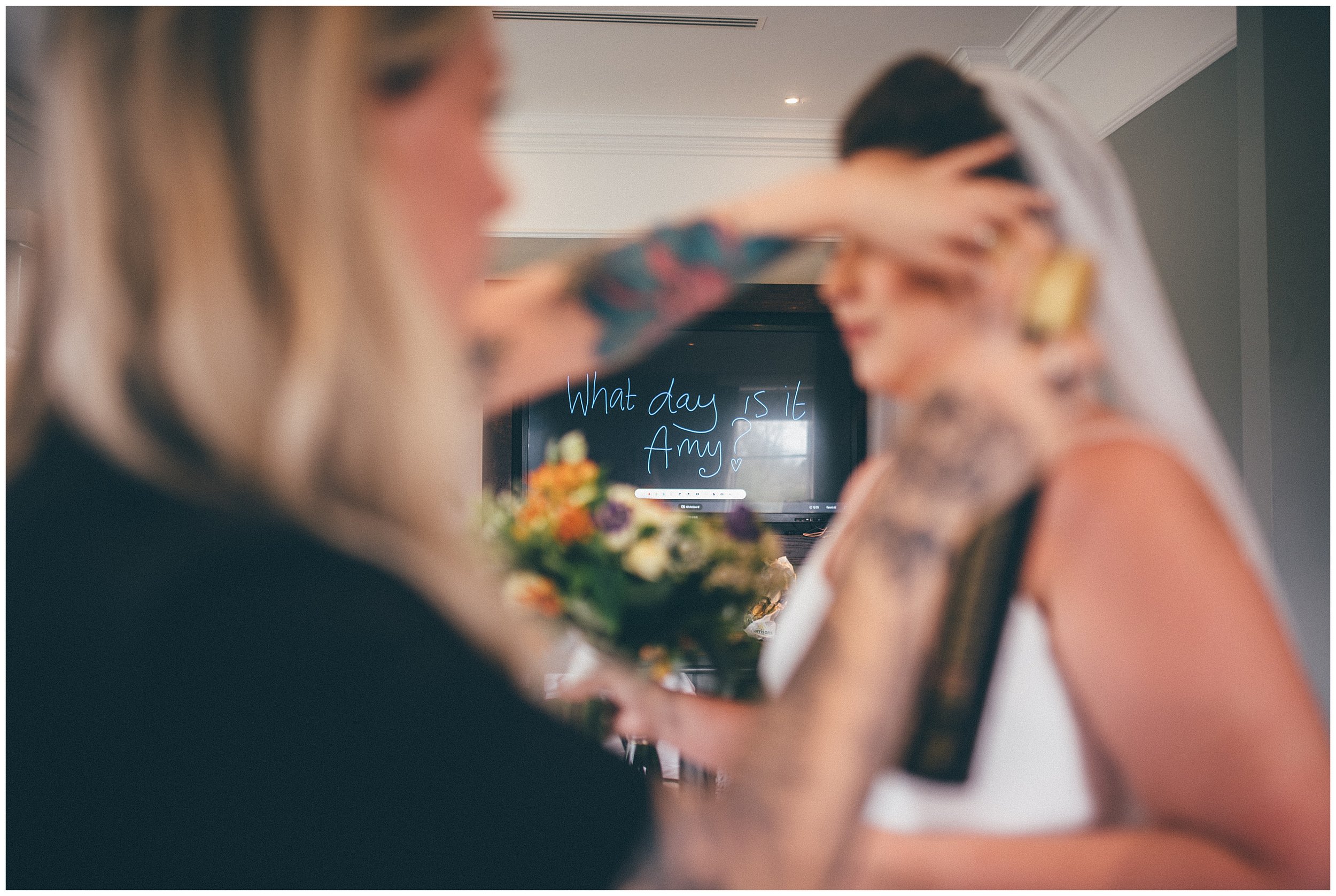 Bride gets her makeup finished at Doubletree Hilton in Hoole